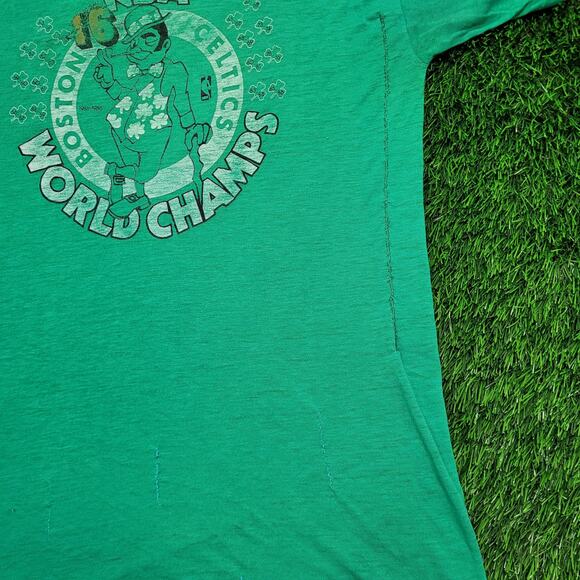 VTG 80s 1986 Boston Celtics T-Shirt Paper Thin Single Stitch Larry Bird Era XL - Picture 4 of 8